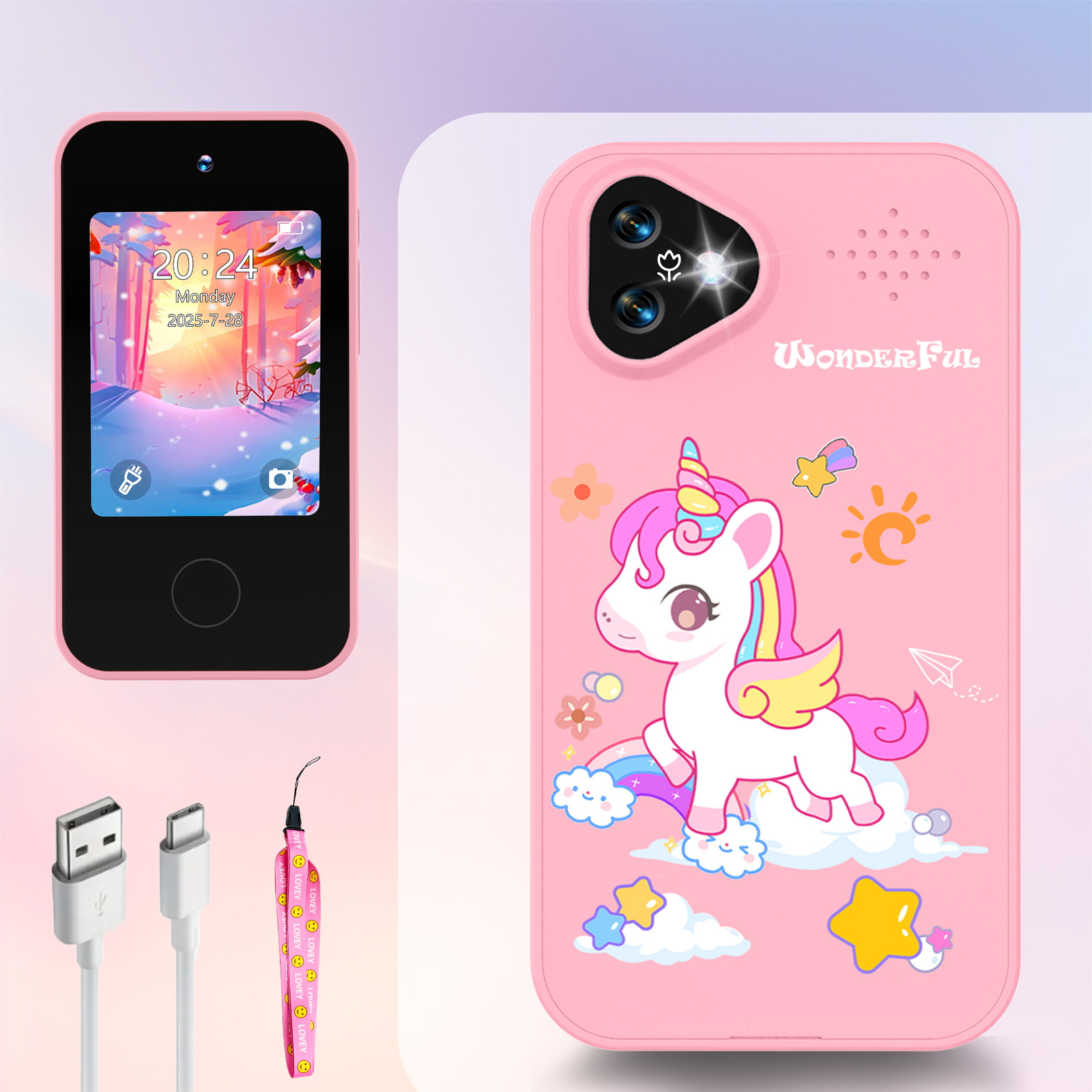 Kids Toys Smartphone - Giocattolo Fotocamera Smartphone per Bambini Unicorno,