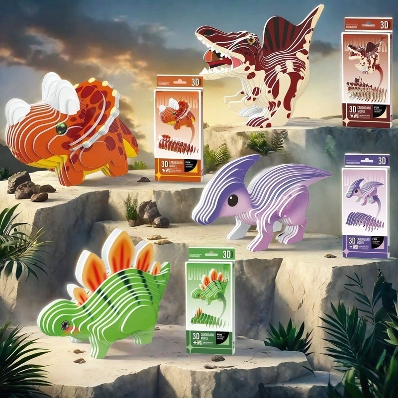 Dinosaur Figurine Set - Set di 4 Puzzle 3D di